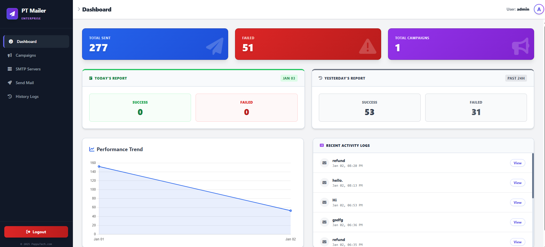 PT Mailer Pro Web Version - Email Marketing Tool.